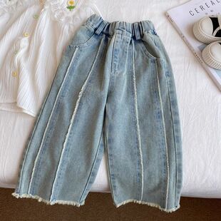 直筒牛仔裤 时尚 宝宝洋气阔腿裤 秋季 潮 女童裤 中小童长裤 子春秋新款
