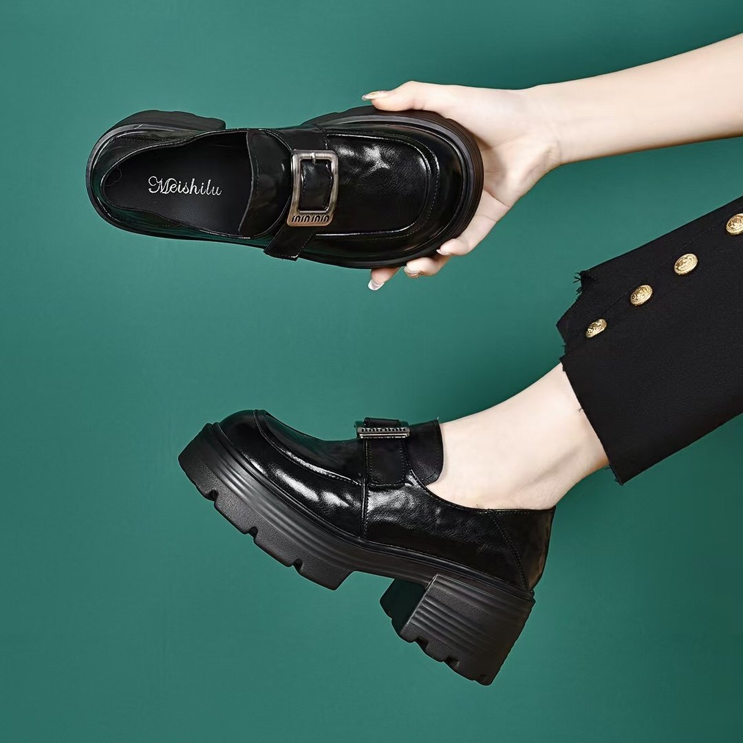 2026新款真皮女鞋英伦风厚底时尚乐福鞋百搭手抓纹牛皮女士单鞋,女鞋,深口单鞋,淘宝优惠券,粉丝福利购,淘宝优惠卷