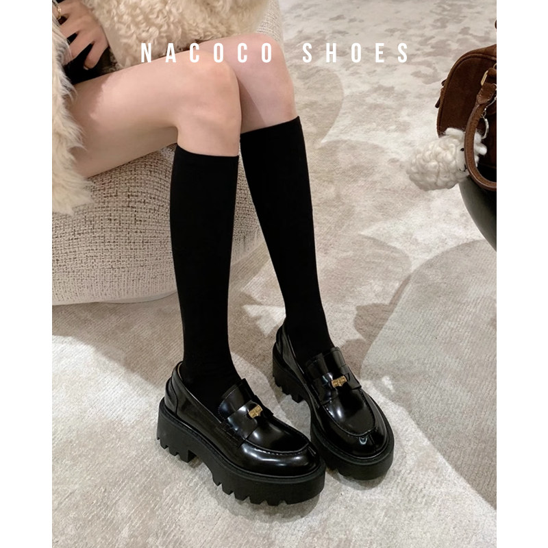 小金币厚底乐福鞋女增高百搭单鞋2026春新款英伦风圆头粗跟小皮鞋,女鞋,深口单鞋,淘宝优惠券,粉丝福利购,淘宝优惠卷