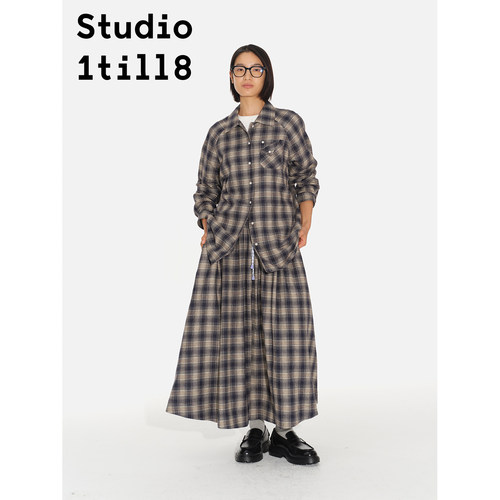 Studio1till8格纹衬衫抽绳半裙