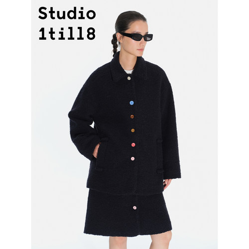 Studio1till8拼彩呢大衣半裙