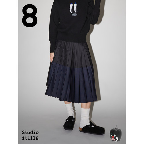 Studio1till88拼色百褶裙