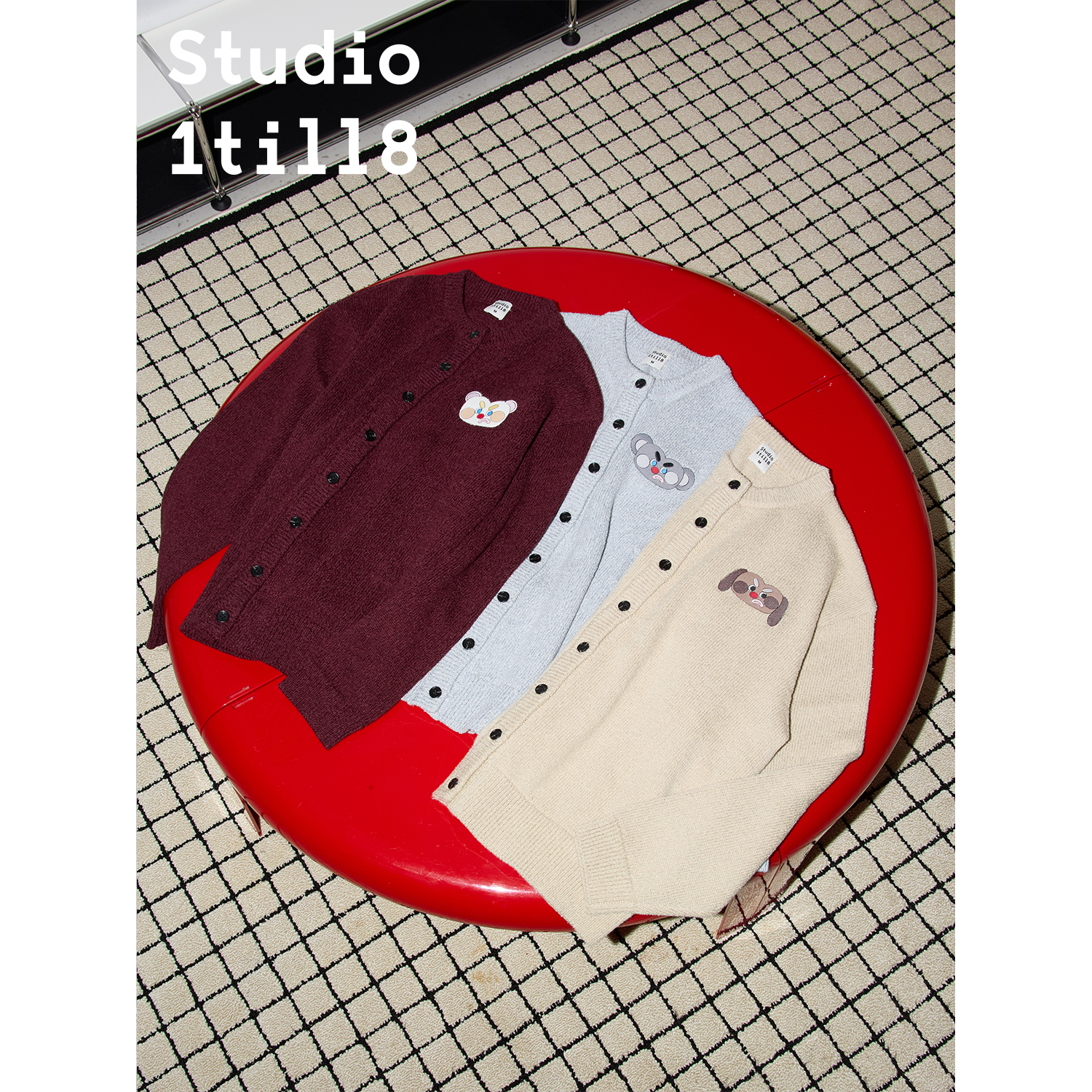 Studio1till8动物脸针织开衫