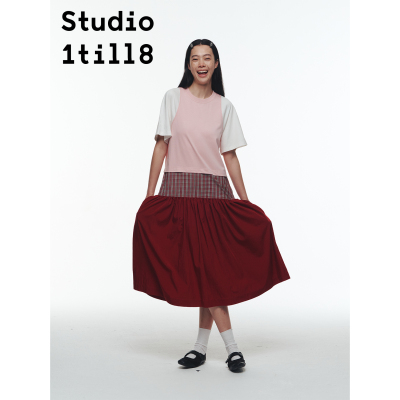 Studio1till8假两件抽褶连衣裙