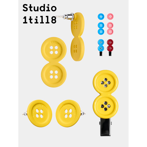 Studio1till8纽扣耳钉&发卡
