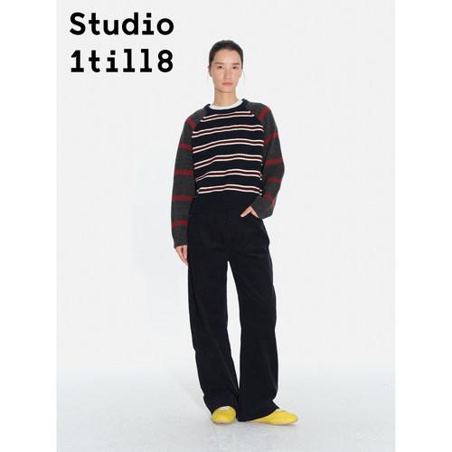Studio1till8条纹拼接毛衣
