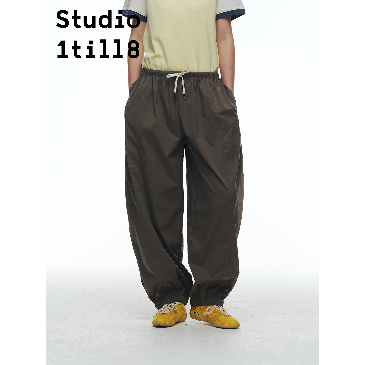 Studio1till8 阔腿伞兵裤 橄榄绿/灰色