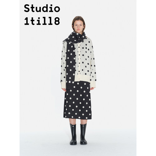 Studio1till8波点针织半裙