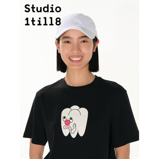 黑色 本白色 Studio1till8 牙齿印花T恤