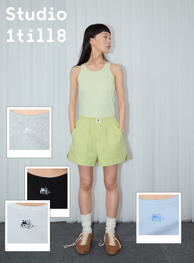 Studio1till8 “丰丰”印花超薄微弹棉混纺无袖上衣百搭背心女夏