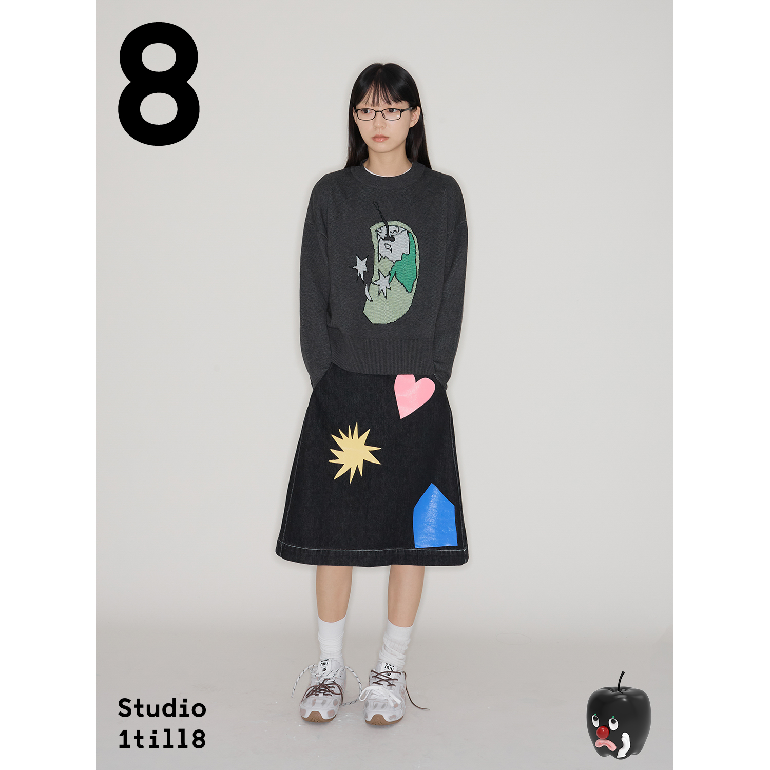 Studio1till8星星青苹果圆领毛衣