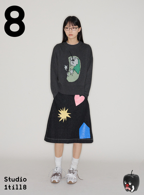 Studio1till8 星星青苹果图案提花圆领套头毛衣女