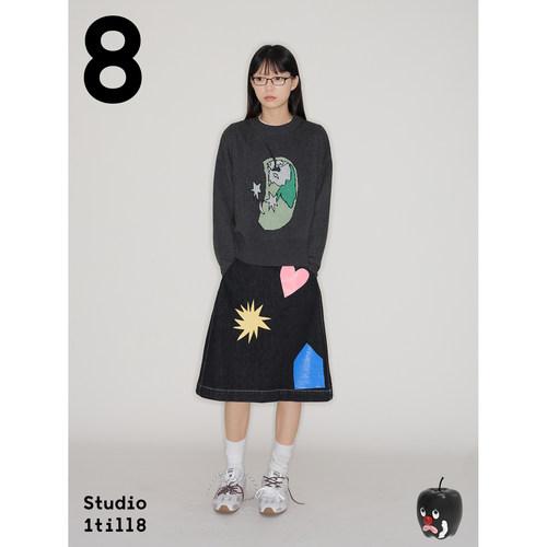 Studio1till8星星青苹果圆领毛衣