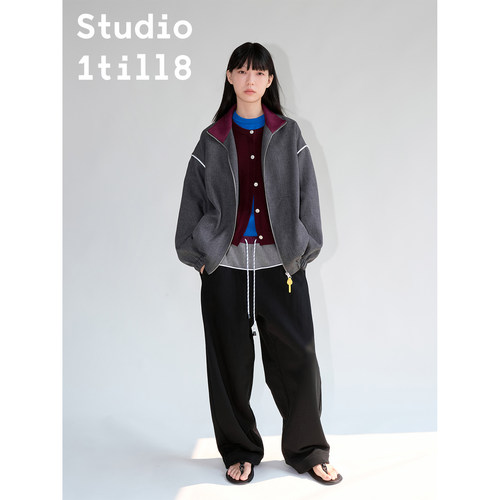 Studio1till8灰色撞色高领外套