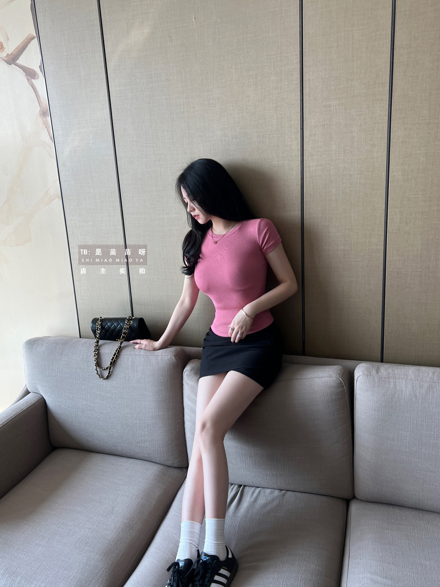 穿出沙漏身材【神仙面膜tee】收腰显胸紧身T恤修身短袖纯色上衣女