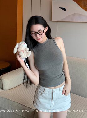 半高领直角肩背心女内搭打底上衣