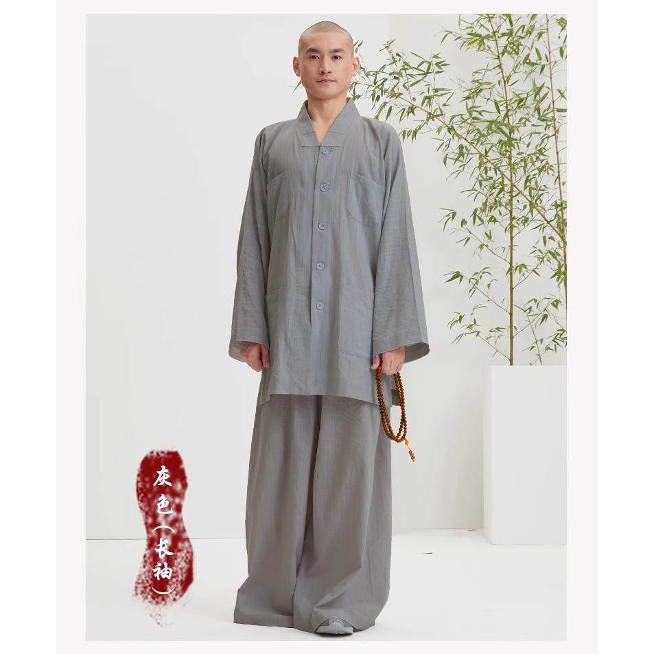慈缘夏季薄款男女僧服大码纯棉纯色清凉短褂和尚服僧衣服禅服套装
