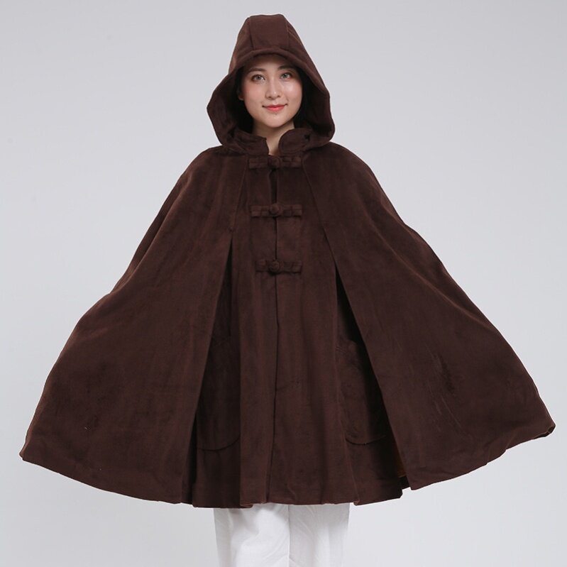 特卖僧人男女打坐披风秋冬季双层加绒加厚禅修居士服斗篷僧服