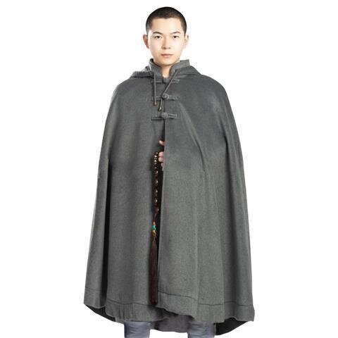 特卖一尘一世僧服冬短毛绒僧人打坐披风双层厚保暖禅修斗篷中长款