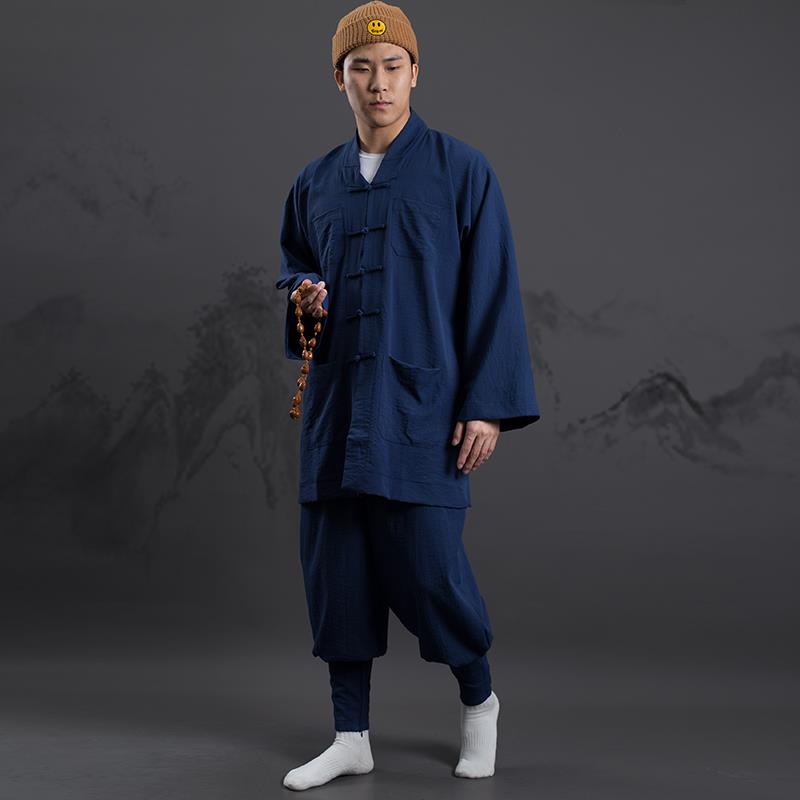 特价巷外僧服短褂套装素麻和尚服出家人僧侣僧衣春秋比丘尼免绑腿
