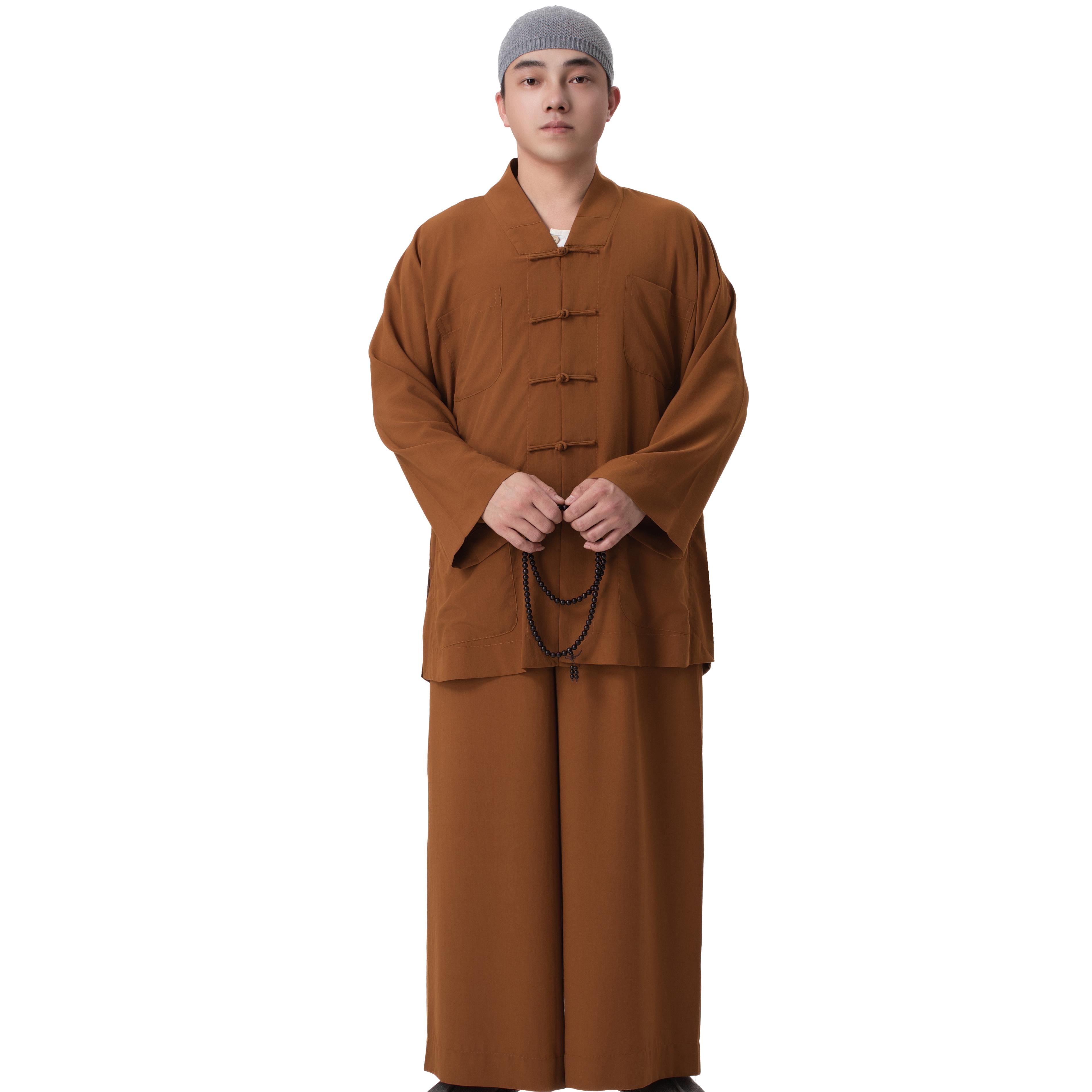 特价意尘僧服冰爽尚品棉短褂套装抗皱夏季男女薄款僧装小褂和尚服