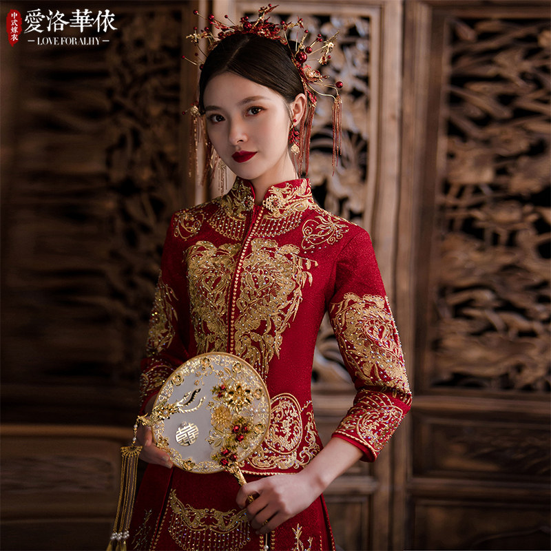 秀禾服新娘中式婚纱礼服2020夏季新款结婚敬酒服修身小个子秀和服