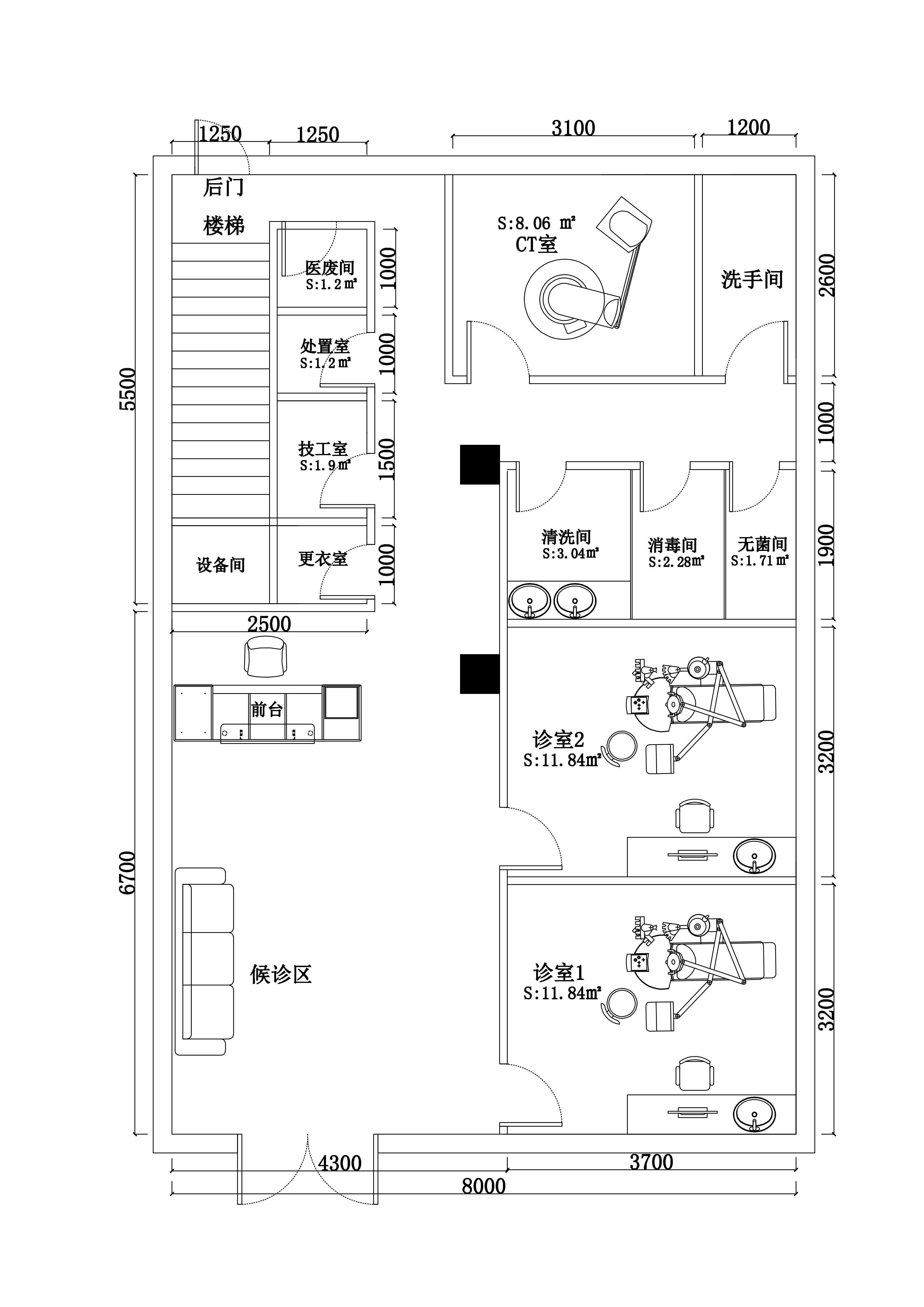CAD代画诊所备案专用平面布置2D/3D绘图