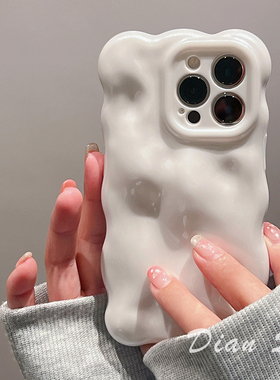 适用iPhone17pro高级简约闪粉白色17AIR苹果13手机壳14日韩11个性软胶15Plus少女16Promax波浪纹12Pro防摔ins