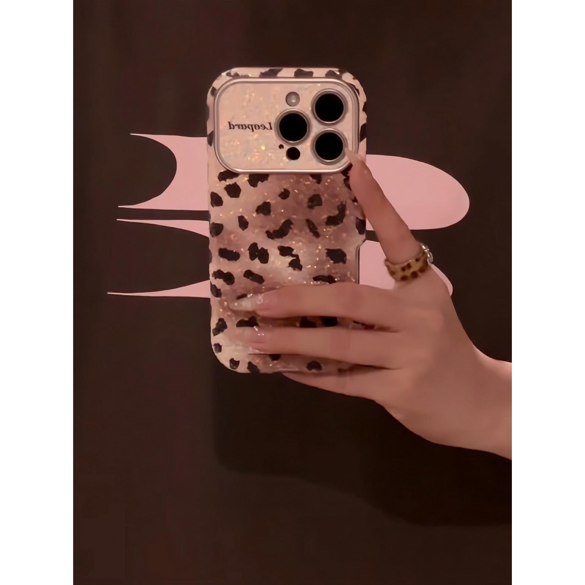 超仙闪粉豹纹适用苹果iPhone17promax手机壳17新款16pro保护套14女款13全包防摔15pro甜酷风16高级感皮纹哇塞