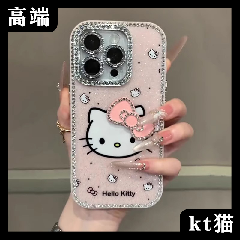 适用苹果17promax手机壳女款Hellokitty水钻iphone15pro镜头全包kt猫防摔16高级感女神14高端轻奢plus小众13p