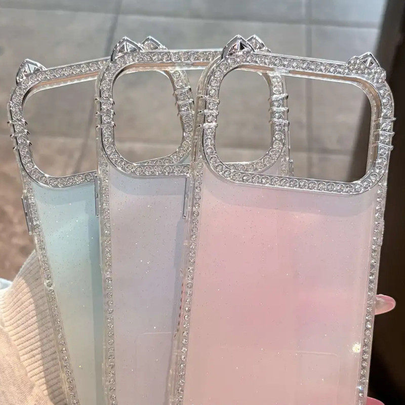 ins简约小耳朵闪钻粉晕染适用iPhone17promax手机壳苹果16pro女款17pro新款15pro简约系列14pro高级13p潮流感,3C数码配件,手机保护套/壳,淘宝优惠券,粉丝福利购,淘宝优惠卷