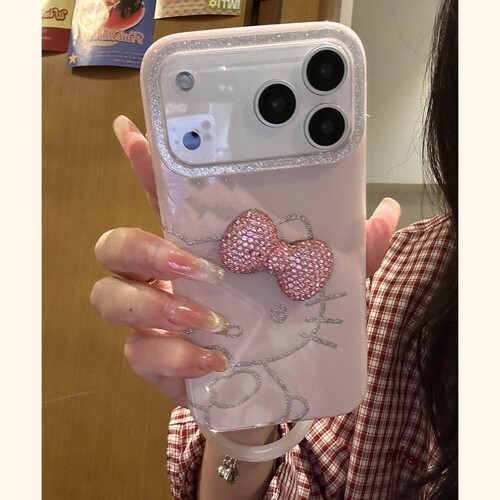 超仙闪钻蝴蝶结猫咪适用苹果17promax手机壳iphone17新款16女款15Pro防摔保护套14个性16pro超好看13Ins潮