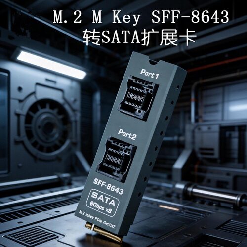 M2 MKey转2xSFF8643接口SATA6Gx8硬盘扩展卡Nas群晖Esxi飞牛Linux
