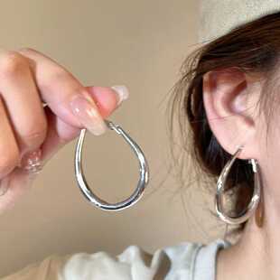 方圆脸适合的椭圆素圈耳环女轻奢高级感耳饰冷淡风夸张独特大耳圈