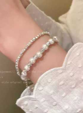 闺蜜碎银子珍珠串珠手链女百搭