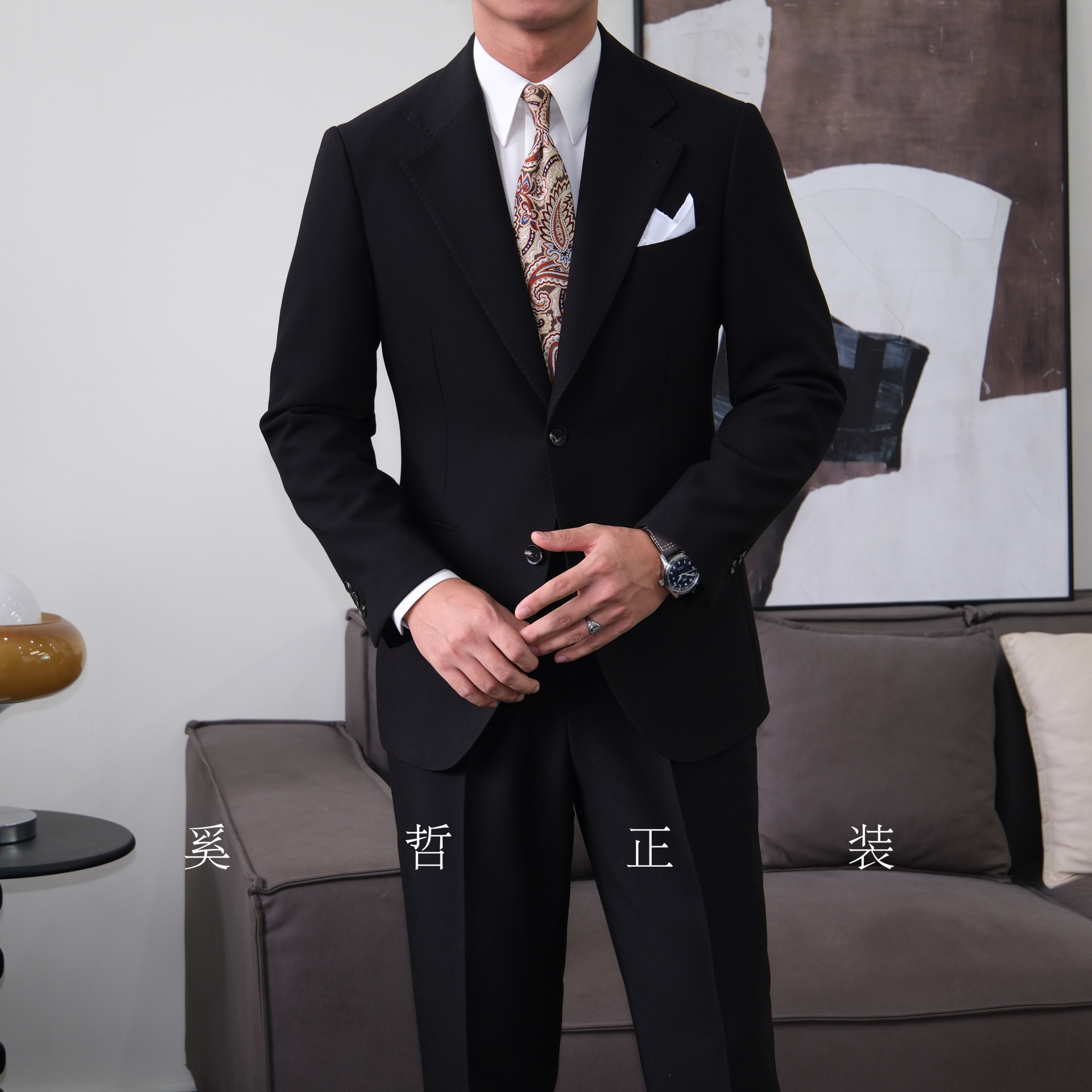 自制高定款商务绅士意式优雅舒适两件套西服套装