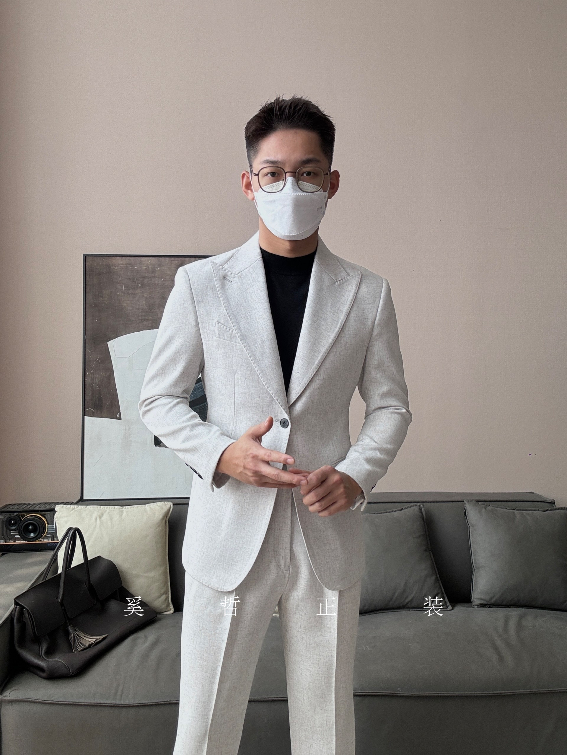 春秋新款意式那不勒斯西服套装男戗驳领休闲西装920商务英伦风