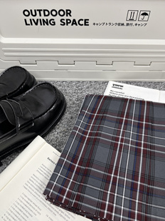 明日同学自制JK格裙校供感灰红格裙日系学院风深色红