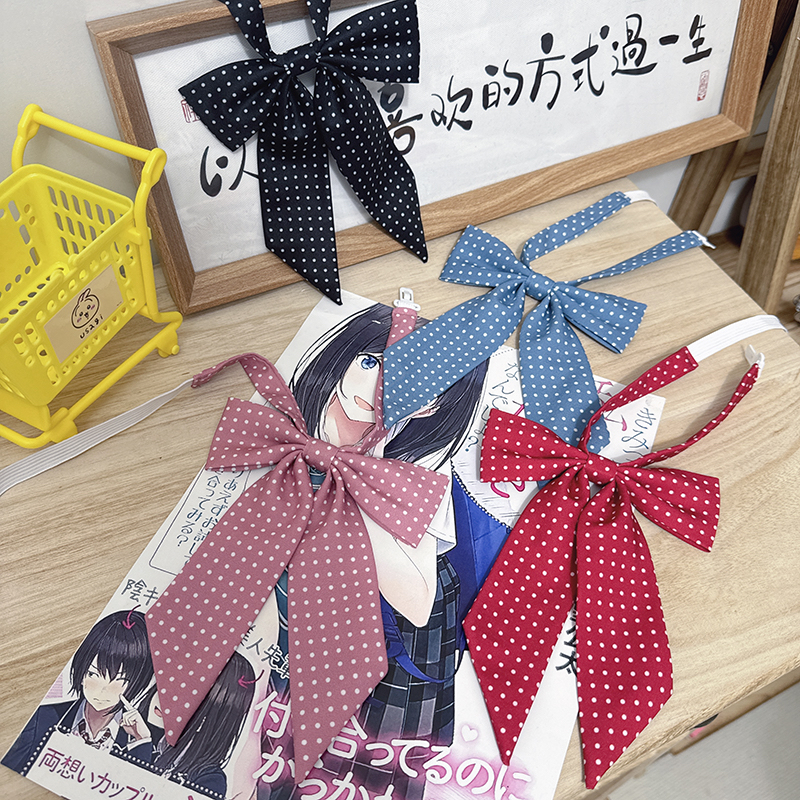 明日同学波点羽根领结蝴蝶结jk制服衬衫配饰学生日系百搭校供
