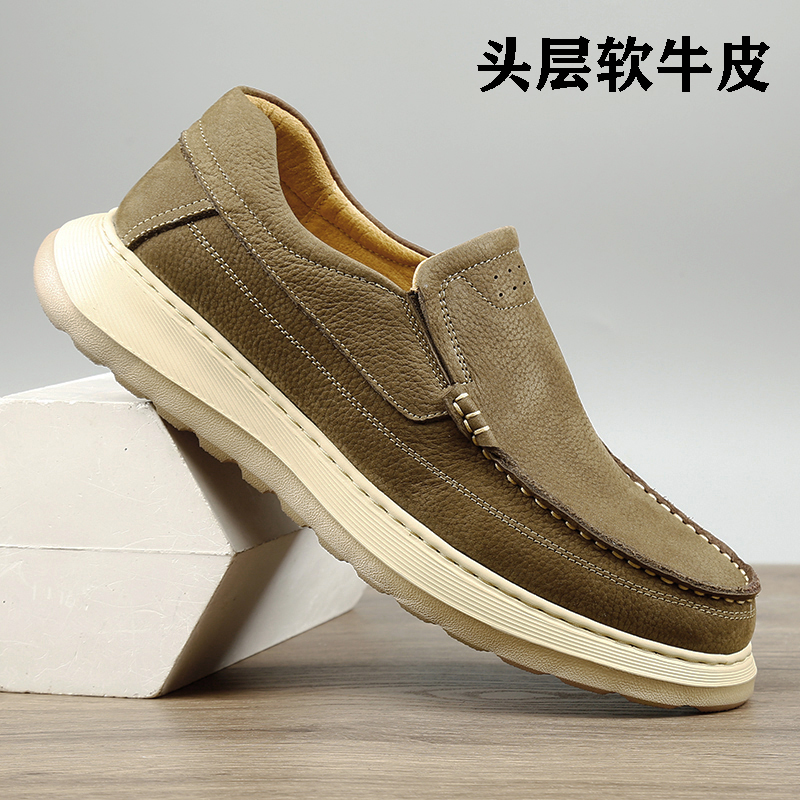皮鞋男士真皮软皮一脚蹬懒人鞋