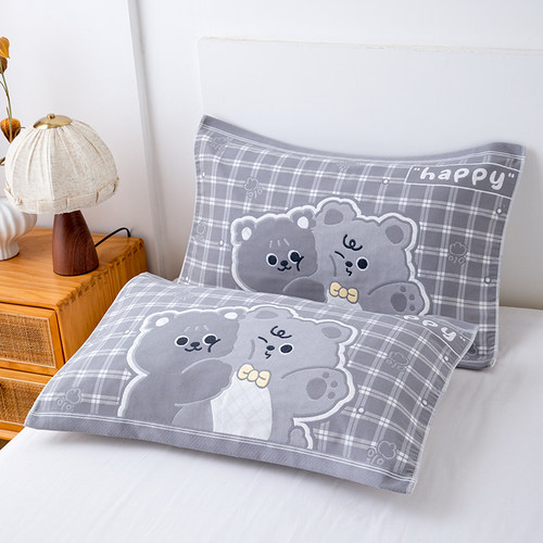 中号纯棉枕巾布枕巾一对装儿童卡通单人成人情侣棉枕头巾家用盖巾