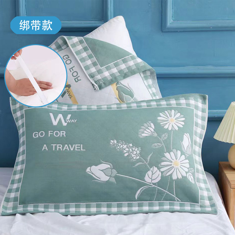 纯棉绑带款枕巾一对装加大加厚家用全棉纱布现代枕头巾学生耐脏,床上用品,枕巾,淘宝优惠券,粉丝福利购,淘宝优惠卷
