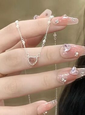 新款粉色爱心项链女轻奢高级感小众设计新款气质锁骨链送女友礼物