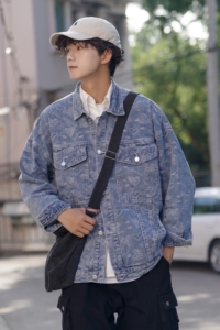 24款 男士刺绣工装日系潮流休闲牛仔夹克外套 2011 /P90图片