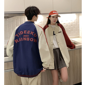 24新款撞色棒球服潮流情侣字母夹克上衣 9106/P95图片