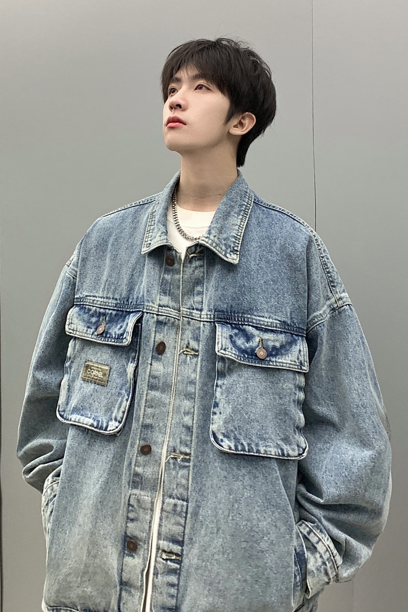 24款工装情侣牛仔夹克大口袋休闲潮流外套上衣N998/P85,男装夹克,星座202