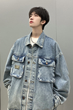 24款工装情侣牛仔夹克大口袋休闲潮流外套上衣N998/P85，男装夹克，星座202