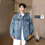 美式复古水洗做旧牛仔外套男潮牌设计感休闲夹克外套N2233/P118，男装工装外套，星座202