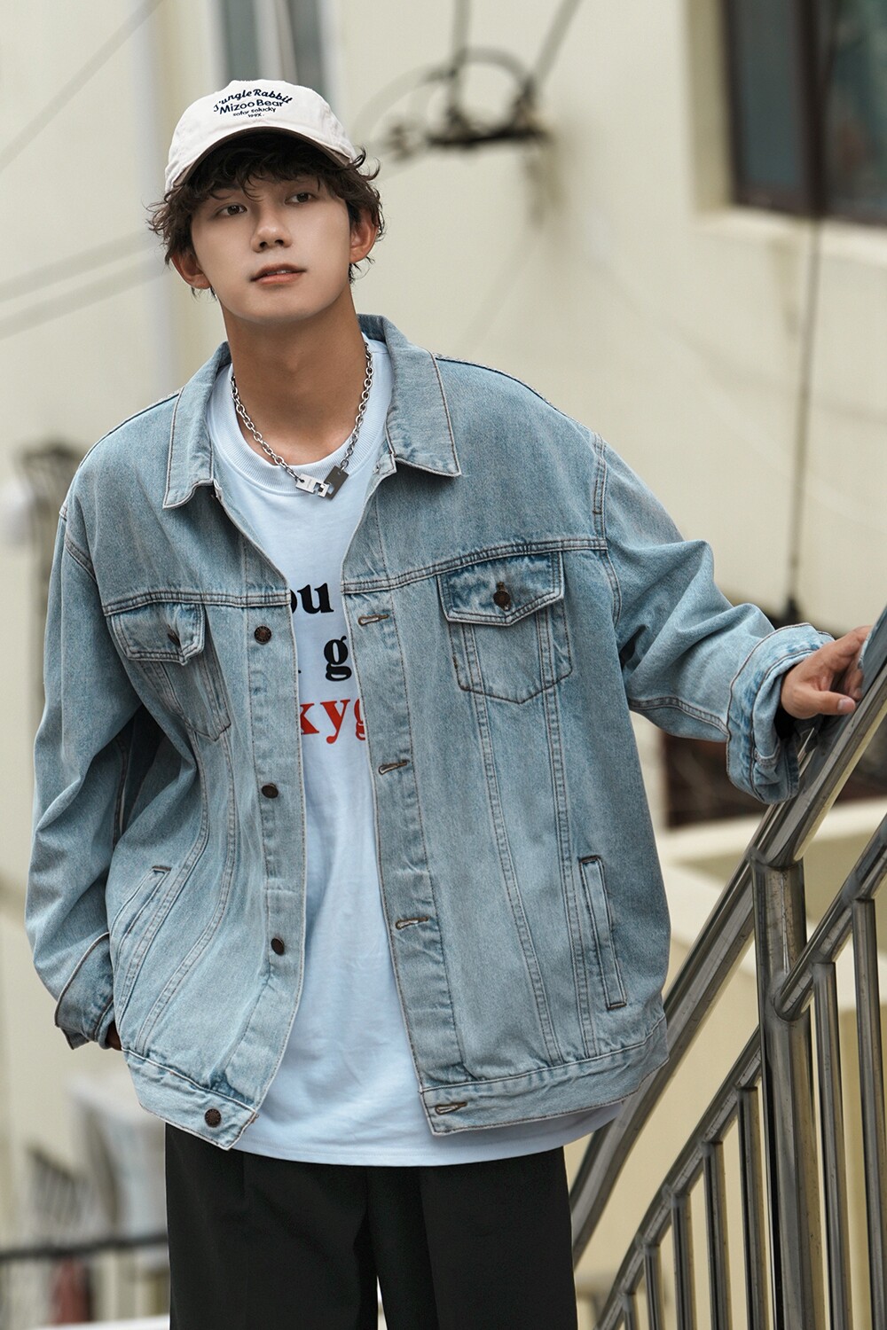 男士净版水洗翻领多口袋潮流牛仔夹克情侣款外套N601/P105,男装夹克,星座202