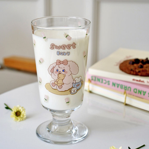 ins少女心可爱高脚玻璃杯果汁杯